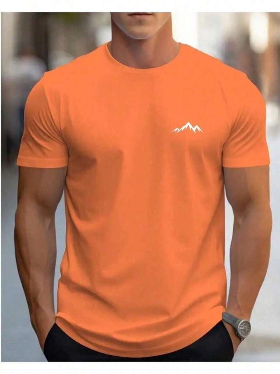 Camiseta Masculina Com Estampa de Montanha