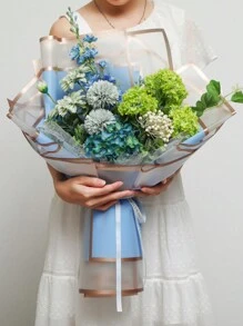 20 tờ/gói Giấy bóng bay Hàn Quốc Milan Paper Space có viền lá vàng, Vật liệu gói hoa giấy mờ chống thấm nước - Màu Khaki - Xem 2