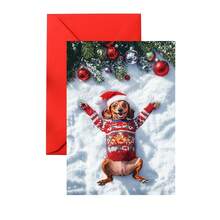 1pc/2pcs Adorable Dachshund Dog Christmas Themed Cards, Birthday Cards, Greeting Cards, Perfect As Christmas/Birthday Gift, Gifts For Dog Lovers, Personalized Christmas Gifts, Suitable For Family, Friends, Brothers, Sisters