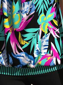 2 Piece Tropical Striped Print Tankini Set - Women's Swimwear & Clothing With Criss Cross High Stretchy Comfy Design, Contrast Band And High-Quality Fabric For Beach And Pool Activities - màu xanh lá - Xem 5