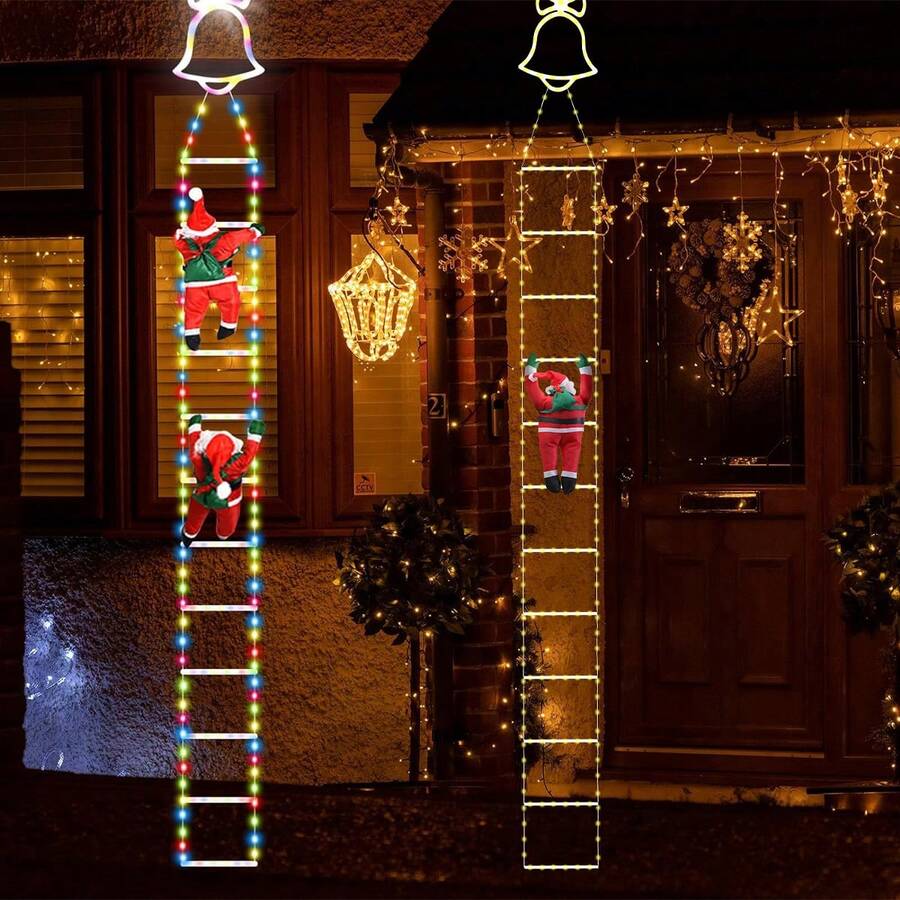 12Step Christmas Ladder Lights, USB Powered LED Climbing Santa Claus
