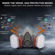 Half Face 6200 7 In1 Reusable Respirator Mask Filters Anti-Dust Gas Mask Ideal For Spray Painting, Sanding, Pesticide Spraying, Building Work, Chemical