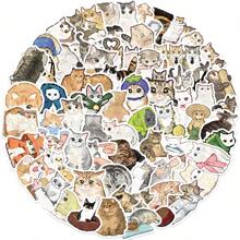 76 PIEZAS Pegatinas de gato de dibujos animados, pegatinas de estética de vinilo para scrapbooking, diarios, portátiles, paragolpes, monopatines, botellas de agua, computadoras, teléfonos, cascos, automóviles y calcomanías - Multicolor - Ver 2