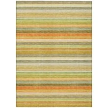 8' X 10' Artichoke Green Striped Washable Non Skid Indoor Outdoor Area Rug