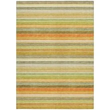 8' X 10' Artichoke Green Striped Washable Non Skid Indoor Outdoor Area Rug