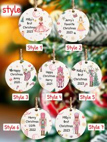 1 đồ trang trí Giáng sinh cá nhân có tên - Đồ trang trí Giáng sinh bằng gốm sứ tùy chỉnh 2024, Đồ treo Giáng sinh hình quả hạch tùy chỉnh, Đồ trang trí cho cây thông Noel, Đồ trang trí Giáng sinh, - phong cách A - Xem 4