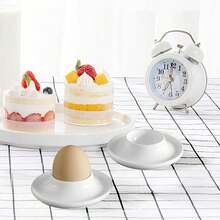 2/4 chiếc Giá đựng cốc đựng trứng bằng nhựa độc đáo và đáng yêu, dễ vệ sinh, chống rơi, dụng cụ để bàn thiết yếu cho bữa sáng theo phong cách Châu Âu, thích hợp để trưng bày trứng Giáng sinh và Phục sinh - trắng - Xem 3