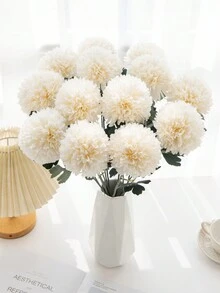 1/3 件人造花丝绸球根菊花花束情人节礼物生日派对装饰婚礼花篮新娘手捧花家居装饰餐厅卧室窗台花瓶装饰新年装饰户外花园开学季 - 白色 - 查看 3