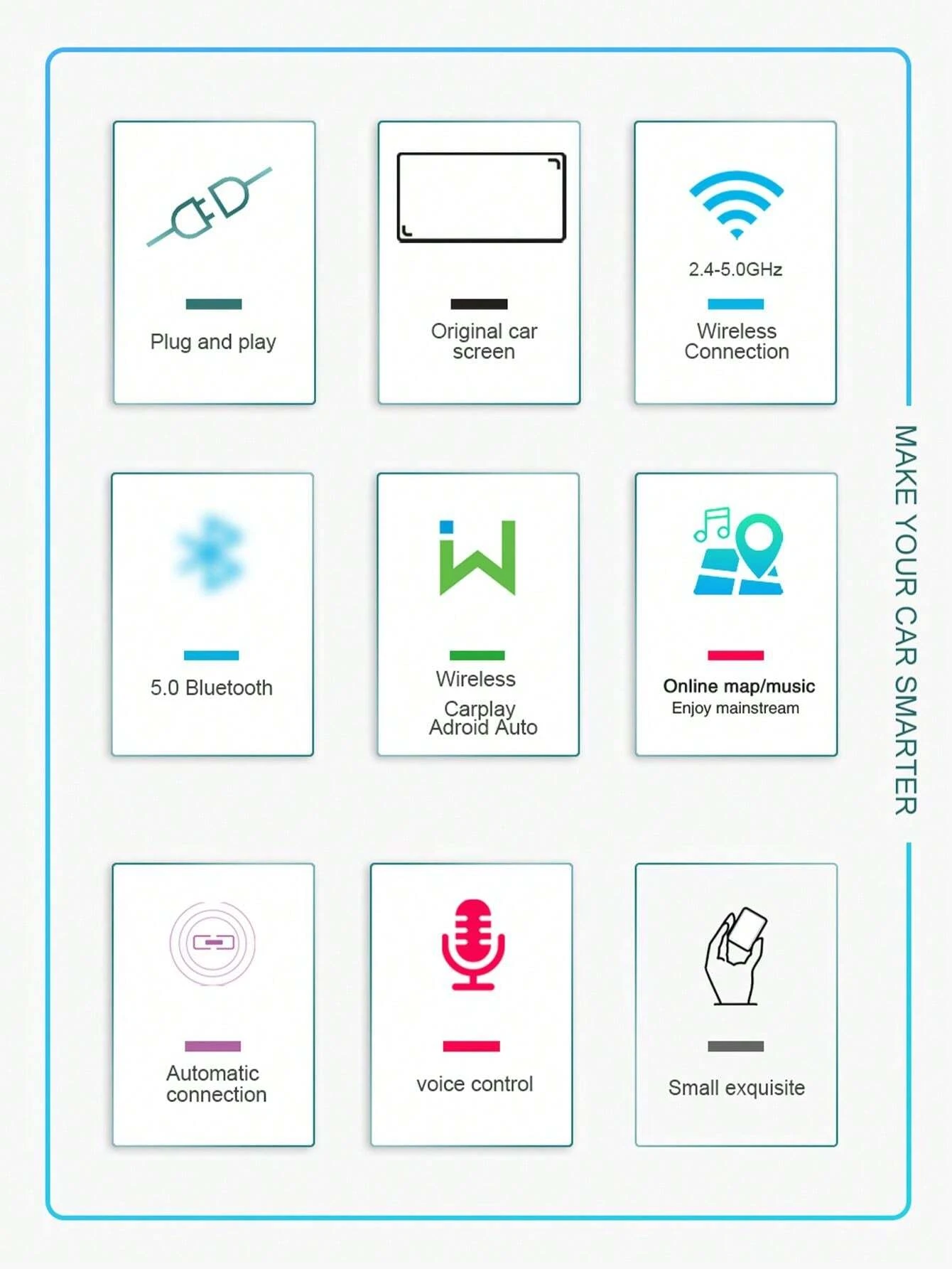 Acodo Nouvelle boîte de voiture 2 en 1 filaire sans fil mini CarPlay et