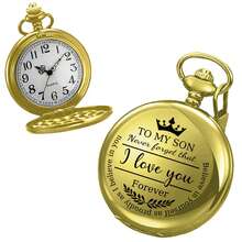 1 件怀表项链刻有复古蒸汽朋克怀表，最佳男士怀表礼物，婚礼派对礼物，父亲节送给父子个性复古怀表礼物，送给男朋友的节日和周年纪念礼物 - 金色 - 查看 13