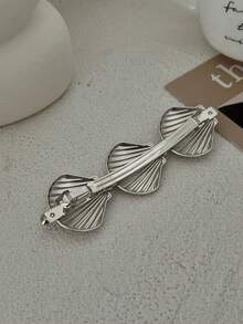 1 件复古珍珠和贝壳镶嵌发夹，女士时尚金属发饰 - 金黃色 - 查看 6