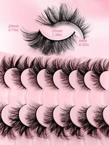 Asiteo 7 Pairs Fox Eye & Cat Eye False Eyelashes, Flared Ends Elongate Eyes, Fluffy Soft Natural Long Faux Mink Lashes - 眼尾拉長款 - 查看 6
