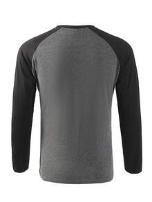 New Men Casual Fashion Fitness Loose Color Block Comfortable Basic Round Neck Long Sleeve T-Shirt, Spring & Autumn - Dark Grey - View 2