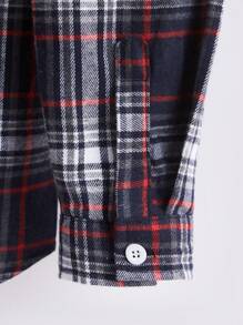 Men's Plaid Pattern Long Sleeve Hooded Shirt - Multicolor - View 5