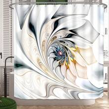 1 件/4 件浴室窗帘淋浴套装，花卉抽象图案，四季主题装饰，经典简约奢华浴室套装，包含 12 个挂钩 - 白色 - 查看 6