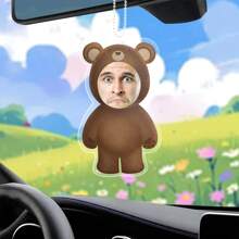 Llavero personalizado de acrílico con foto y patrón de oso, un regalo festivo único - Marrón - Ver 2