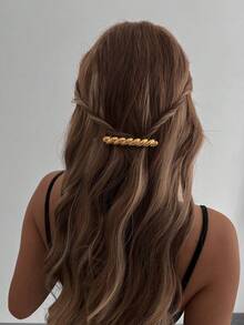 1 kẹp tóc kim loại xoắn ốc đơn giản thời trang dành cho nữ, phụ kiện tóc dùng hàng ngày & dự tiệc - vàng vàng - Xem 8