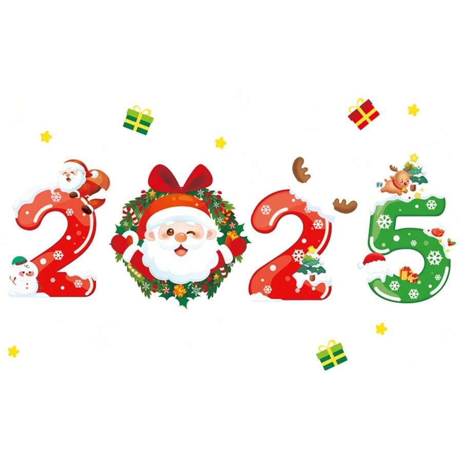 1PC,2025 Christmas Decorative Wall Stickers For Christmas And New Year