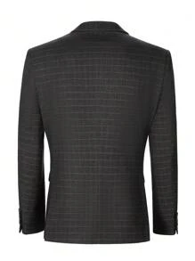 3 Piece Men's Grey Plaid Suits Set Blazer Pants Vest Business Style Slim Fit Suitable For Formal Events Parties Size XS-XXXL Fall Winter Gift Clothes Suits For Men - 灰色 - 查看 4