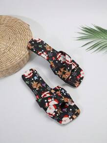 Women's Christmas Criss-Cross Fashion Slippers - Comfortable Flat Sandals, Suitable For Fashionable Beach Outfits And Casual Outings