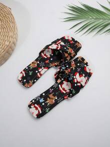 Women's Christmas Criss-Cross Fashion Slippers - Comfortable Flat Sandals, Suitable For Fashionable Beach Outfits And Casual Outings