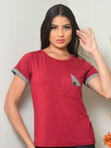 Women's Knitted Blouse Summer Fashion - 紅色 - 查看 1