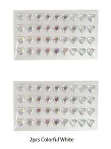 2 件粉色和白色心形水钻贴纸，卡通公主 3D 水晶宝石贴纸回到学校 - 彩色 - 查看 6