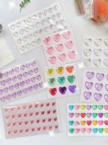 2 件粉色和白色心形水钻贴纸，卡通公主 3D 水晶宝石贴纸回到学校 - 彩色 - 查看 4