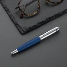 重磅奢华PU银色皮革滚珠笔金属圆珠笔橡胶广告促销礼品签名滚珠笔和圆珠笔返校