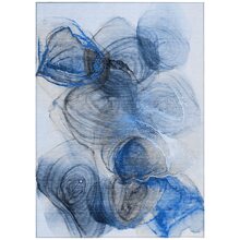 5' X 8' Ivory Blue And Gray Abstract Washable Non Skid Indoor Outdoor Area Rug