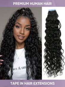 20pcs Tape In Hair Extensions Human Hair Water Wave Nature Black Color 1b 12-22 Inch Seamless Double Sided Tape Ins Hair Extension Invisible Tape In Hair Extensions - S1B - View 1