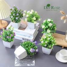 Der Rose 6 Packs Small Fake Plants Mini Artificial Faux Plants With Flowers For Home Room Farmhouse Bathroom Decor Indoor - xanh 6 gói - Xem 4