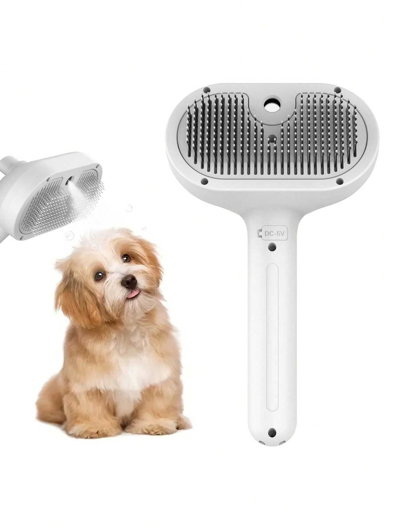 1pc Portable Pet Fur Remover Spray Brush, USB Rechargeable Cat Grooming