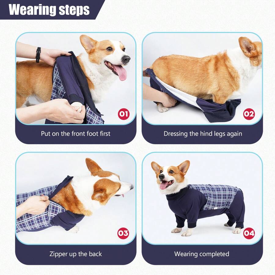 FourLegged Pet Recovery Gown, AntiLicking Wound HighElastic
