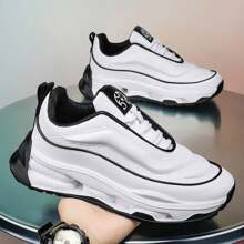 Chunky Old School Style Sneakers - Comfy Non-Slip Casual Lace Up Shoes For Men's Outdoor Activities With Design And Superior Comfort - 白色 - 查看 2