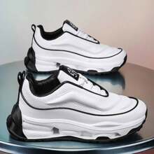Chunky Old School Style Sneakers - Comfy Non-Slip Casual Lace Up Shoes For Men's Outdoor Activities With Design And Superior Comfort - 白色 - 查看 3