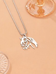 不锈钢项链动物马头吊坠颈链男士大气时尚嘻哈项链女士珠宝 - 項鍊 - 查看 5