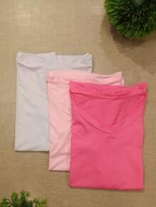 Kit 3 Women's Blouses In ViscoLycra - Hồng - Xem 2