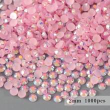 1000/500颗 2/3/4毫米 浅粉色果冻水钻，AB彩平底树脂水钻，适用于DIY工艺品、鞋子、美甲装饰 - 淺粉色 - 查看 10