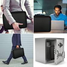 Dokumententasche, 36.14 ∗ 27.4 ∗ 10,4 cm, mit Sicherheitsschloss, Aktentasche, Feuerfeste, Wasserdichte, 7 Fächer, großer Stauraum, zum Aufbewahren und Organisieren wichtiger Dokumente