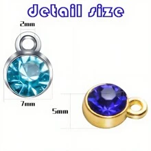24/48 Pcs Small Birthstone Charms Round Rhinestone Charms Birthstone Pendant Charms Dangle Pendants With Rings Jewelry Making Supplies - Multicolor - View 4