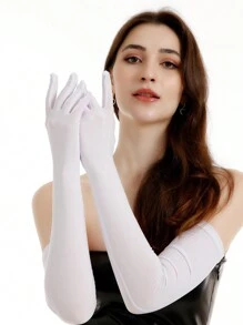 1pc Women's Long Elastic Milk Silk Arm Sleeves Thin Dancewear Wedding Gloves Solid Color Polyester (Polyester) Fingerless Gloves For Holiday Wedding Party Mature Casual Outdoor All Season - Multicolor - View 11