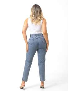 Women Jeans - 中等水洗藍 - 查看 2