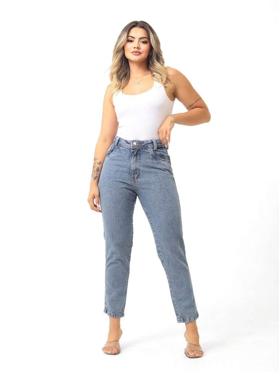 Women Jeans - 中等水洗藍 - 查看 1