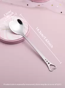 4pcs Heart Design Spoon, Stainless Steel Heart Hollow Coffee Spoon, For Dessert Coffee,Kitchen,Christmas Gift,School Supplies