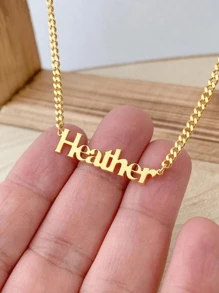 1pc Gold Gold Silver Rose Gold 18k Gold Plated Stainless Steel Necklace, Chain, Customizable Name Simple Everyday Style, Men's And Women's Necklaces, Products Include Gift Box, Children's Gift, Valentine's Day Gift, Birthday Gift, Mother's Day Gift, Daily Gift Thanksgiving Christmas (Only Support English Letter Custom) - Multicolor - View 2