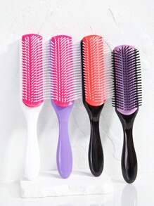 Peigne de mariage personnalisé Peigne personnalisé à neuf rangées Brosse démêlante 1/4 pièces pour cheveux naturels Brosse à cheveux personnalisée gravée Peignes à cheveux bouclés pour salon Convient à tous les types de cheveux pour femmes et hommes Cadeau, Brosse à cheveux / Peigne à cheveux (noir, blanc et violet)