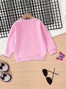 1pc Young Girl Casual Christmas Reindeer Print Long Sleeve Sweatshirt, Autumn/Christmas Season