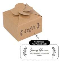 30pcs Mini Paper Boxes, Size 7.8x7.8x5cm, Customized Letter & Text, Brown Kraft Flower Shape Paper Gift Boxes, Suitable For Small Gifts Like Chocolate, Candy, Candle, Soap, Essential Oil Soap, Handmade Crafts. Applicable For Various Festivals, Parties, Weddings, Anniversaries, Or Small Business Product Packaging.