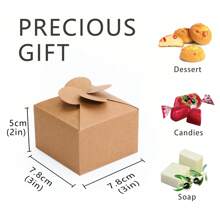 30pcs Mini Paper Boxes, Size 7.8x7.8x5cm, Customized Letter & Text, Brown Kraft Flower Shape Paper Gift Boxes, Suitable For Small Gifts Like Chocolate, Candy, Candle, Soap, Essential Oil Soap, Handmade Crafts. Applicable For Various Festivals, Parties, Weddings, Anniversaries, Or Small Business Product Packaging.